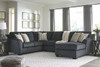 Eltmann Slate LAF Sofa with Corner Wedge, Armless Loveseat & RAF Corner Chaise Sectional