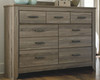 Zelen Warm Gray 8 Pc. Dresser, Mirror, Chest, King Panel Bed & 2 Nightstands