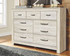 Bellaby Whitewash 6 Pc. Dresser, Mirror, Chest, King Panel Headboard & 2 Nightstands