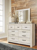 Bellaby Whitewash 6 Pc. Dresser, Mirror, Chest, King Panel Headboard & 2 Nightstands