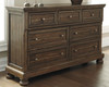 Flynnter Medium Brown 6 Pc. Dresser, Mirror, Queen Panel Bed with Storage & Nightstand