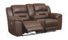 Stoneland Chocolate Double Reclining Power Loveseat w/Console