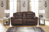 Stoneland Chocolate Double Reclining Power Loveseat w/Console