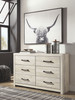 Cambeck Whitewash 7 Pc. Dresser, Mirror & Twin Panel Bed with 2 Storages