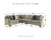 Bovarian Stone LAF Sofa with Corner Wedge, Armless Chair, RAF Loveseat Sectional & Ottoman