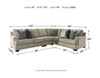 Bovarian Stone LAF Loveseat, Armless Chair & RAF Sofa with Corner Wedge Sectional