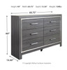 Lodanna Gray 5 Pc. Dresser, Mirror, King UPH Panel HDBD with Bolt on Bed Frame & Nightstand