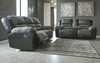 Earhart Slate Reclining Sofa, Double Reclining Loveseat with Console & Rocker Recliner
