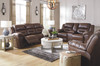 Stoneland Chocolate Reclining Power Sofa & Double Reclining Power Loveseat with Console