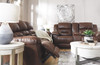 Stoneland Chocolate Reclining Sofa & Double Reclining Loveseat with Console