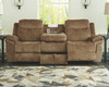 Huddle-Up Nutmeg Reclining Sofa with Drop Down Table, Double Reclining Loveseat with Console & Rocker Recliner