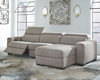 Mabton Gray LAF Zero Wall Power Recliner, Armless Chair & RAF Press Back Power Chaise Sectional