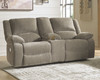 Draycoll Pewter Double Reclining Power Loveseat w/Console