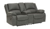 Calderwell Gray Double Reclining Loveseat w/Console