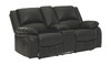 Calderwell Black Double Reclining Loveseat w/Console