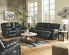 Calderwell Black 2 Pc. Reclining Sofa & Double Reclining Loveseat with Console