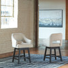 Tallenger White/Dark Brown Upholstered Swivel Barstool (2/CN)