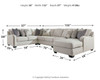 Dellara Chalk 5-Piece Sectional with Chaise