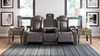 HyllMont Gray Power Reclining Sofa with ADJ Headrest