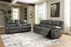 Calderwell Gray 3 Pc. Reclining Sofa, Double Reclining Loveseat with Console, Rocker Recliner