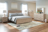 Senniberg Light Brown/White 7 Pc. Dresser, Mirror, Chest, Queen Panel Bed, 2 Nightstands