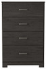 Belachime Black 7 Pc. Dresser, Mirror, Chest, Full Panel Bed, 2 Nightstands