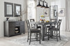 Myshanna Gray 6 Pc. Rectangular Dining Room Counter Extension Table, 4 Upholstered Barstools, Server