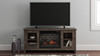 Arlenbry Gray LG TV Stand with Faux Firebrick Fireplace Insert