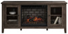 Arlenbry Gray LG TV Stand with Faux Firebrick Fireplace Insert