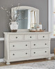 Robbinsdale Antique White 6 Pc. Dresser, Mirror, Chest, King Panel Bed