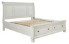 Robbinsdale Antique White Queen Sleigh Bed with 2 Storage Drawers