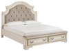 Realyn Chipped White Queen Upholstered Bed