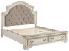 Realyn Chipped White Queen Upholstered Bed