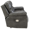 Edmar Charcoal Power Reclining Sofa with ADJ Headrest