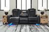 Center Point Black Rec Sofa W/Drop Down Table