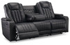 Center Point Black Rec Sofa W/Drop Down Table