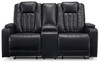 Center Point Black Dbl Rec Loveseat W/Console