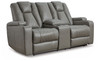 Mancin Gray Dbl Rec Loveseat W/Console