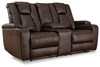 Mancin Chocolate Dbl Rec Loveseat W/Console