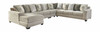 Ardsley Pewter LAF Corner Chaise, Armless Loveseat, Armless Chair, Wedge, RAF Sofa Sectional & Accent Ottoman