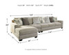 Ardsley Pewter LAF Corner Chaise, Armless Chair & RAF Sofa Sectional