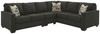 Lucina Charcoal Left Arm Facing Loveseat 3 Pc Sectional