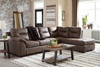 Maderla Walnut Left Arm Facing Sofa, Right Arm Facing Corner Chaise Sectional