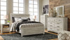 Bellaby Whitewash 8 Pc. Dresser, Mirror, Chest, Queen Panel Bed & 2 Nightstands