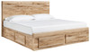 Hyanna Tan King Panel Bed With 6 Storage Drawers