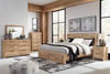 Hyanna Tan King Panel Bed With Footboard Storage