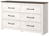 Gerridan White 8 Pc. Dresser, Mirror, Chest, Queen Panel Bed With Sconces, 2 Nightstands