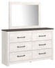 Gerridan White 6 Pc. Dresser, Mirror, Chest, King Panel Bed With Sconces