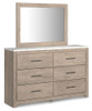 Senniberg Light Brown / White 5 Pc. Dresser, Mirror, Chest, Full Panel Bed