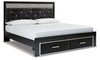 Kaydell Black King Upholstered Glitter Panel Storage Bed
